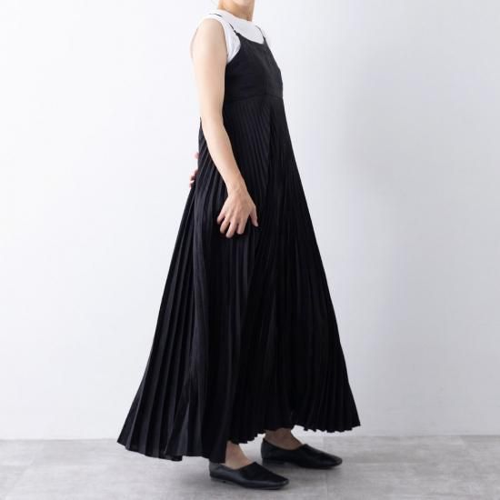 アコーディオンプリーツフレンチリネンキャミワンピース