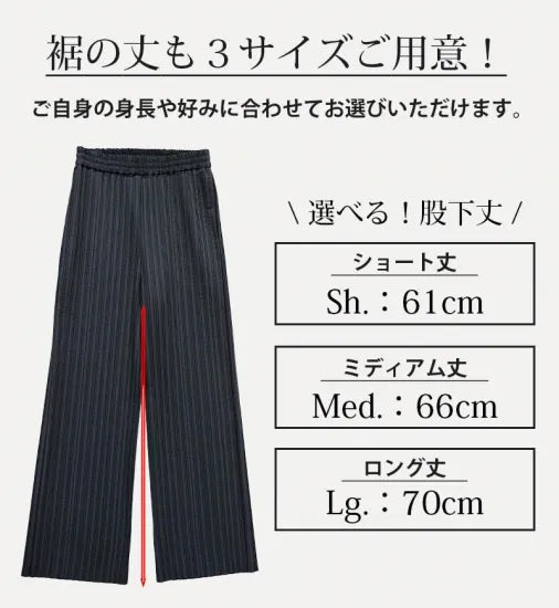 深黒ストレートランダムプリーツパンツ